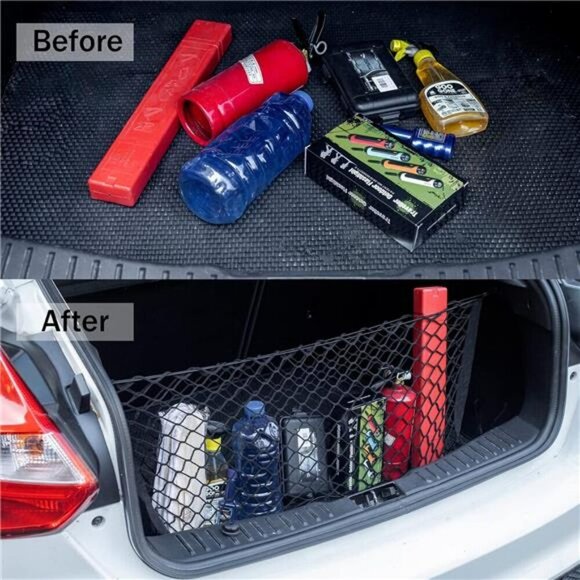 Cargo Net Adjustable Elastic Trunk Storage Net with Hooks for SUV Car Truck - Picture 6 of 7